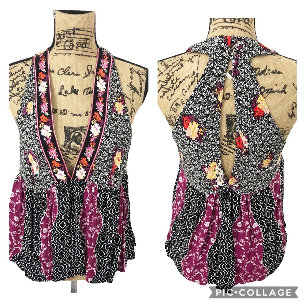 Free People Dream Darlin Deep V Tank Top Sz M